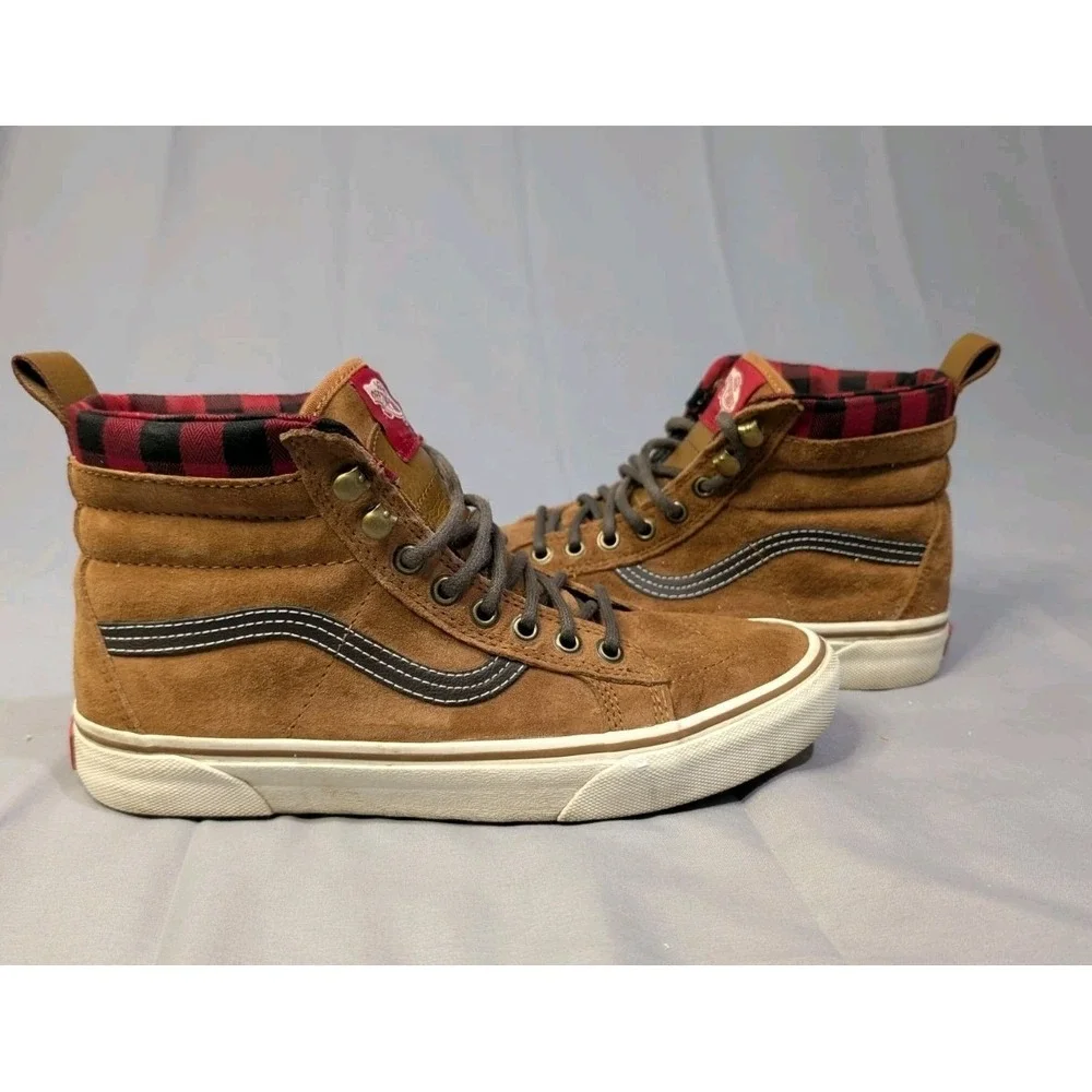 Vans Sk8-Hi MTE Scotchgard Shoes Brown Suede Flannel Lined Men's 7.5‎ Women's 9